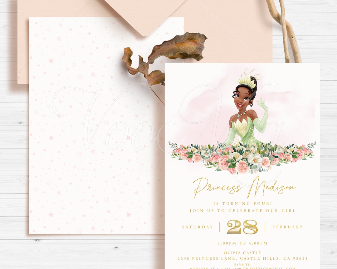 Tiana Princess Invitation Birthday Invite Template Editable Etsy