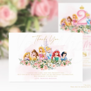 Prinzessin Dankeskarte, Gold Pink Party Danke Vorlage bearbeitbar, druckbare Tags