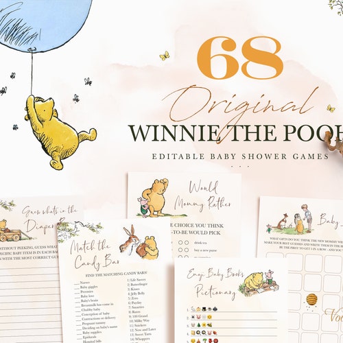 Classic Winnie the Pooh Baby Shower Games Editable Printable - Etsy
