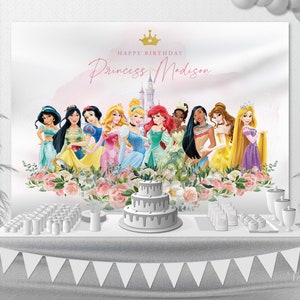 All Princess Birthday Backdrop, Personalizable Party Banner, Nursery Wall Hanging, Printable Template