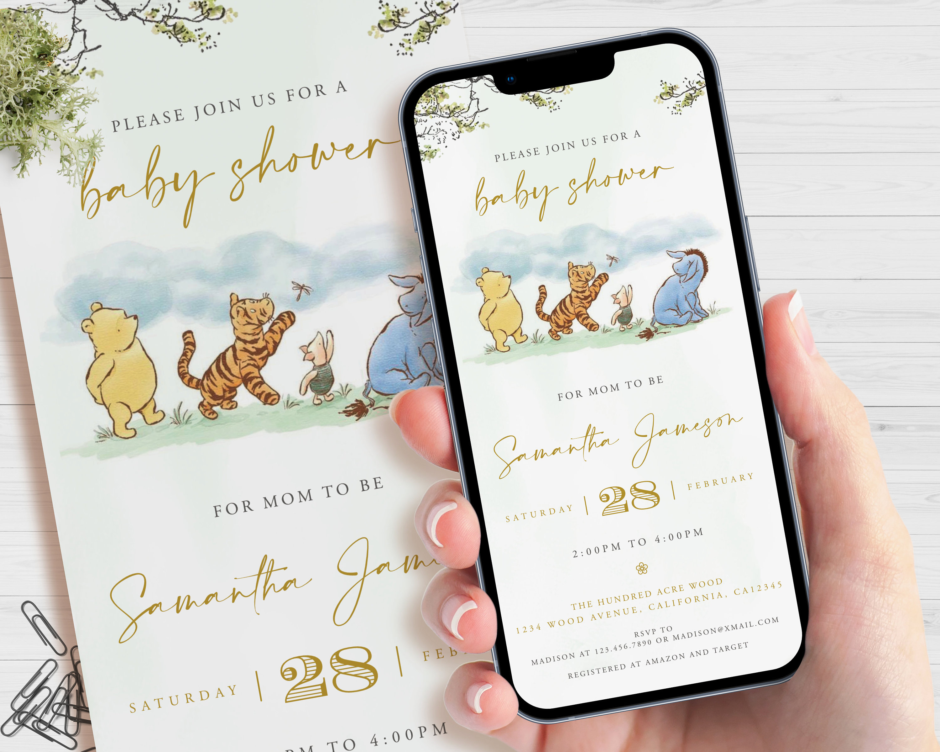 Winnie the Pooh Evite Invitation Electronic Baby Shower Etsy