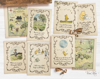 Klassische Winnie the Pooh Dekorationen, Baby Shower Centerpiece Karten, Pooh Zitate, Geburtstagsparty Printable