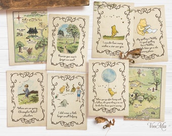 Classic Winnie the Pooh Decorations, Baby Shower Centerpiece Cards, Pooh Quotes, Birthday Party Printable