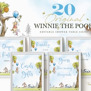 Winnie the Pooh Table Sign, Baby Shower Party Decorations MS58