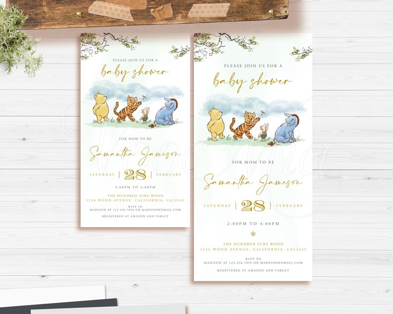 Winnie the Pooh Evite Invitation Electronic Baby Shower Etsy
