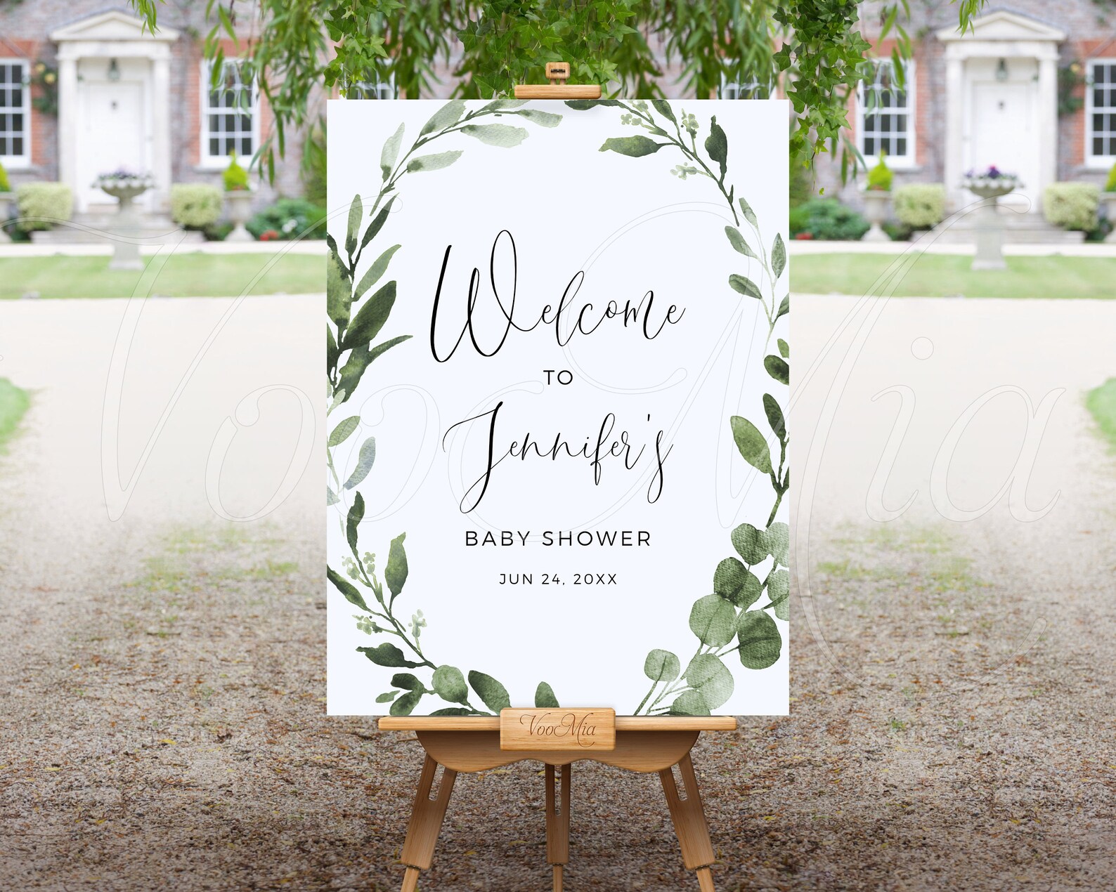 Greenery Baby Shower Sign Editable Welcome Sign Template | Etsy