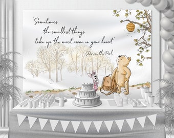 Winnie The Pooh and Piglet Backdrop, Baby Shower or Birthday Nursery Wall Hanging, Banner and Poster, Printable Template