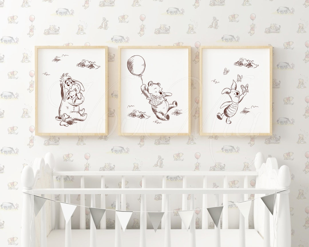 Winnie the Pooh Nursery Decor, Set of 3 Wall Art Prints, Pooh Bear