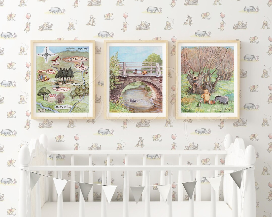 Classic Winnie the Pooh Nursery Print, Set of 3 Quote Decor, Colourful ...