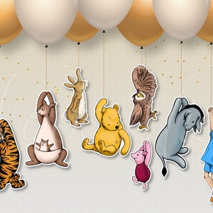 Winnie The Pooh Baby Shower Decorations Classic Hanging Characters Cutout Die Cut Prop Holding Balloon Nursery image 5