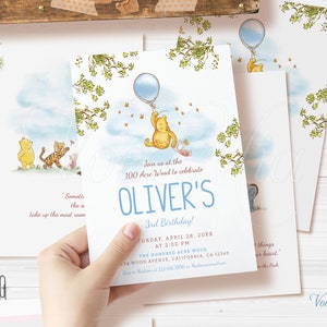 CLASSIC Winnie The Pooh Birthday Invitation, Pooh Boy Party Invites, Editable Printable Template, Digital