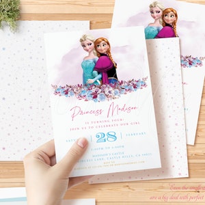 Frozen Birthday Invitation, Elsa and Anna Party Template, Editable ...