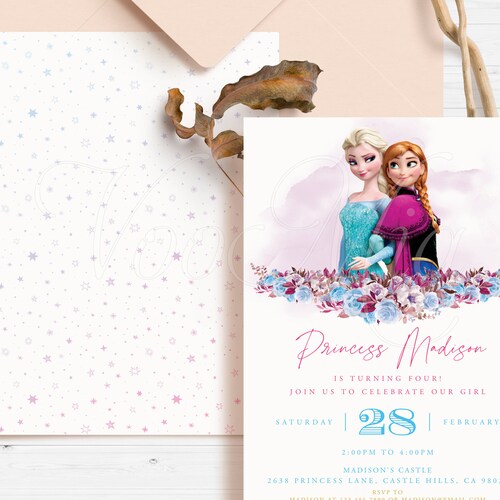 Frozen Birthday Invitation Elsa and Anna Party Template Etsy