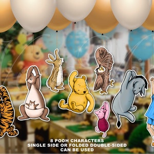 Winnie The Pooh Baby Shower Decorations Classic Hanging Characters Cutout Die Cut Prop Holding Balloon Nursery