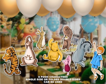 Winnie The Pooh Baby Shower Decorations Classic Hanging Characters Cutout Die Cut Prop Holding Balloon Nursery