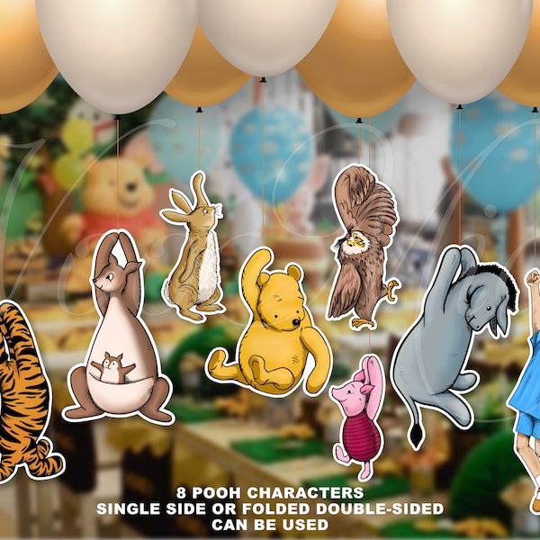 Winnie Pooh Babypartydekoration Klassische hängende Charaktere Ausschnitt Gestanzte Stütze, die Ballonkindergarten halten
