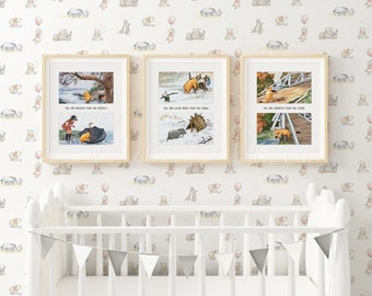 Set of 3 Winnie The Pooh Nursery Decor, Classic Winnie Prints Sign, Decorations Printable