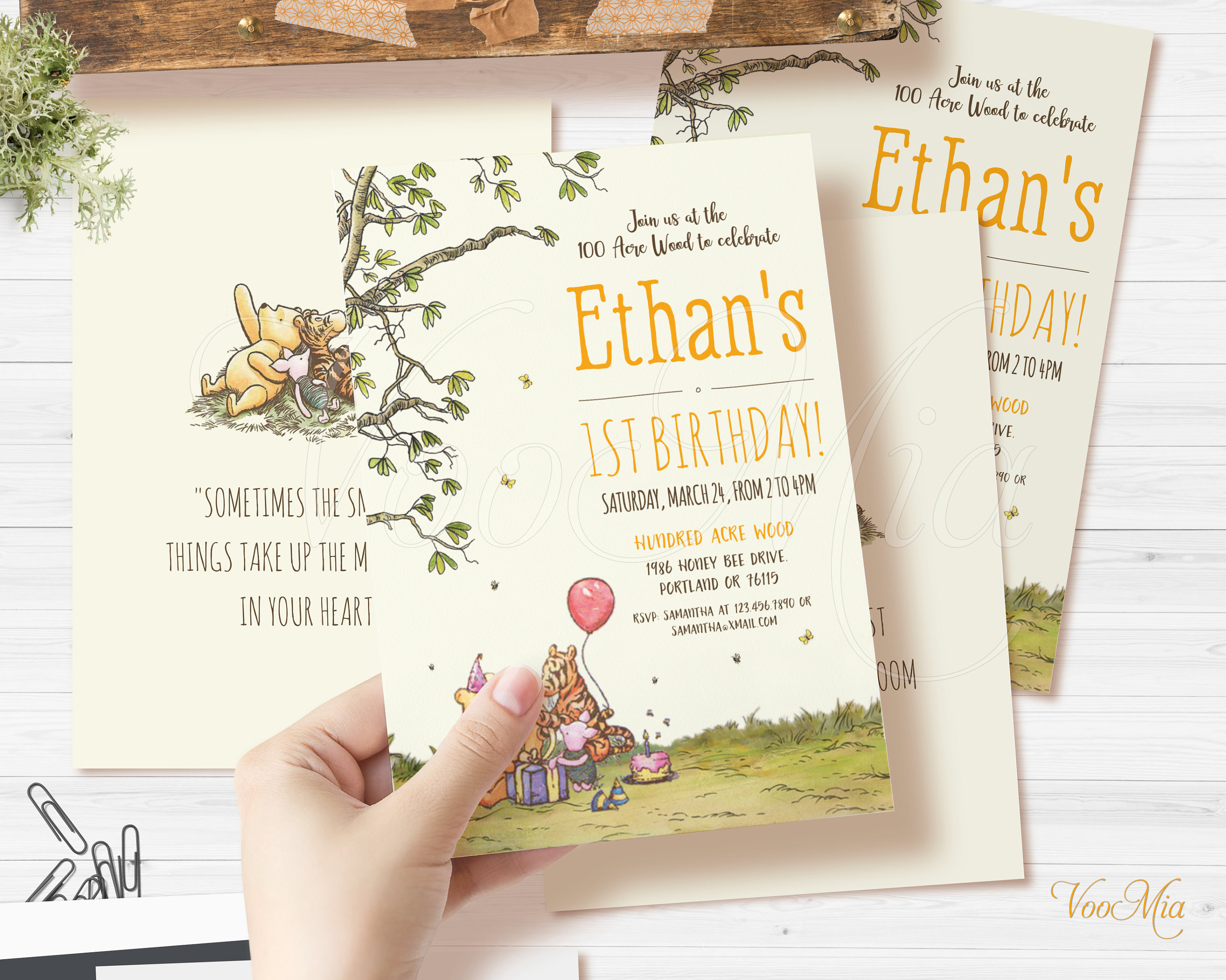 Winnie the Pooh Birthday Invitation Template Editable Digital Etsy