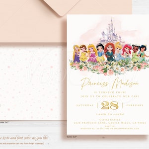 Princess Birthday Invitation, Little Princess Invite Template, Editable Printable image 2