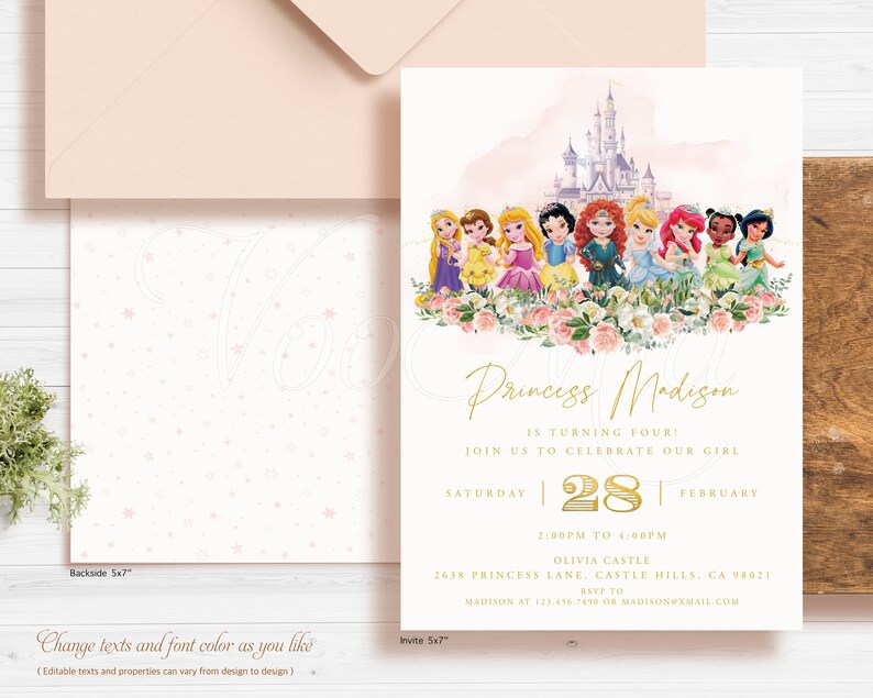 Princess Birthday Invitation, Little Princess Invite Template, Editable Printable image 2