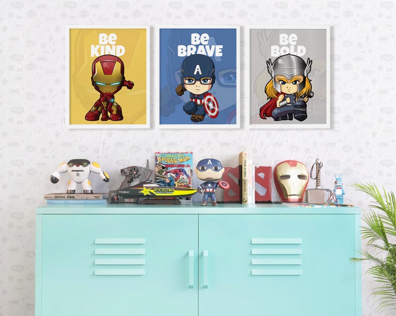 Superhero Wall Art, Kids Bedroom Prints, Superheroes Nursery Decor ...