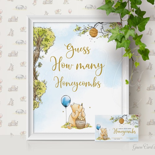 Guess How Many Honeycombs Baby Shower Game Winnie Pooh Baby - Etsy