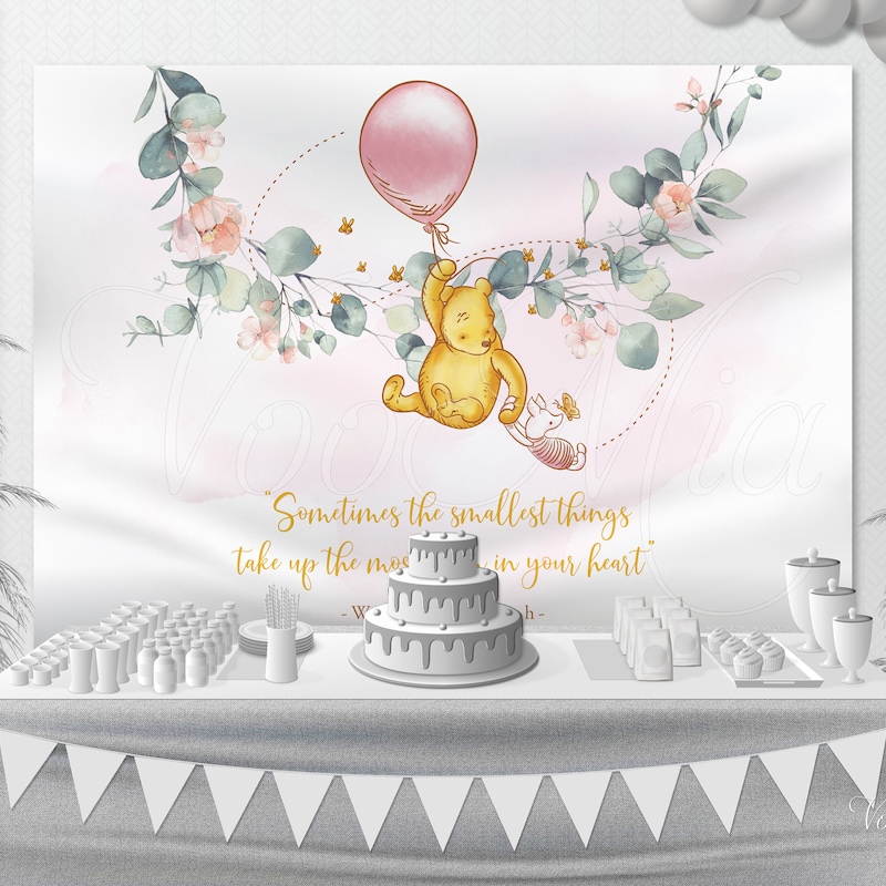 Bannière Anniversaire Winnie L'Ourson - Toile De Fond Déco Pour Goûter Ou Baby Shower