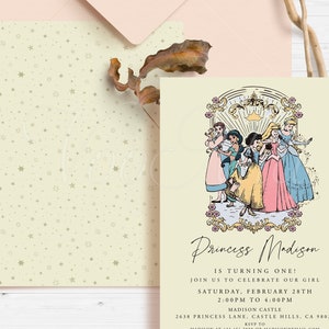 Vintage Princess Birthday Invitation, Editable Party Invite Template, Printable