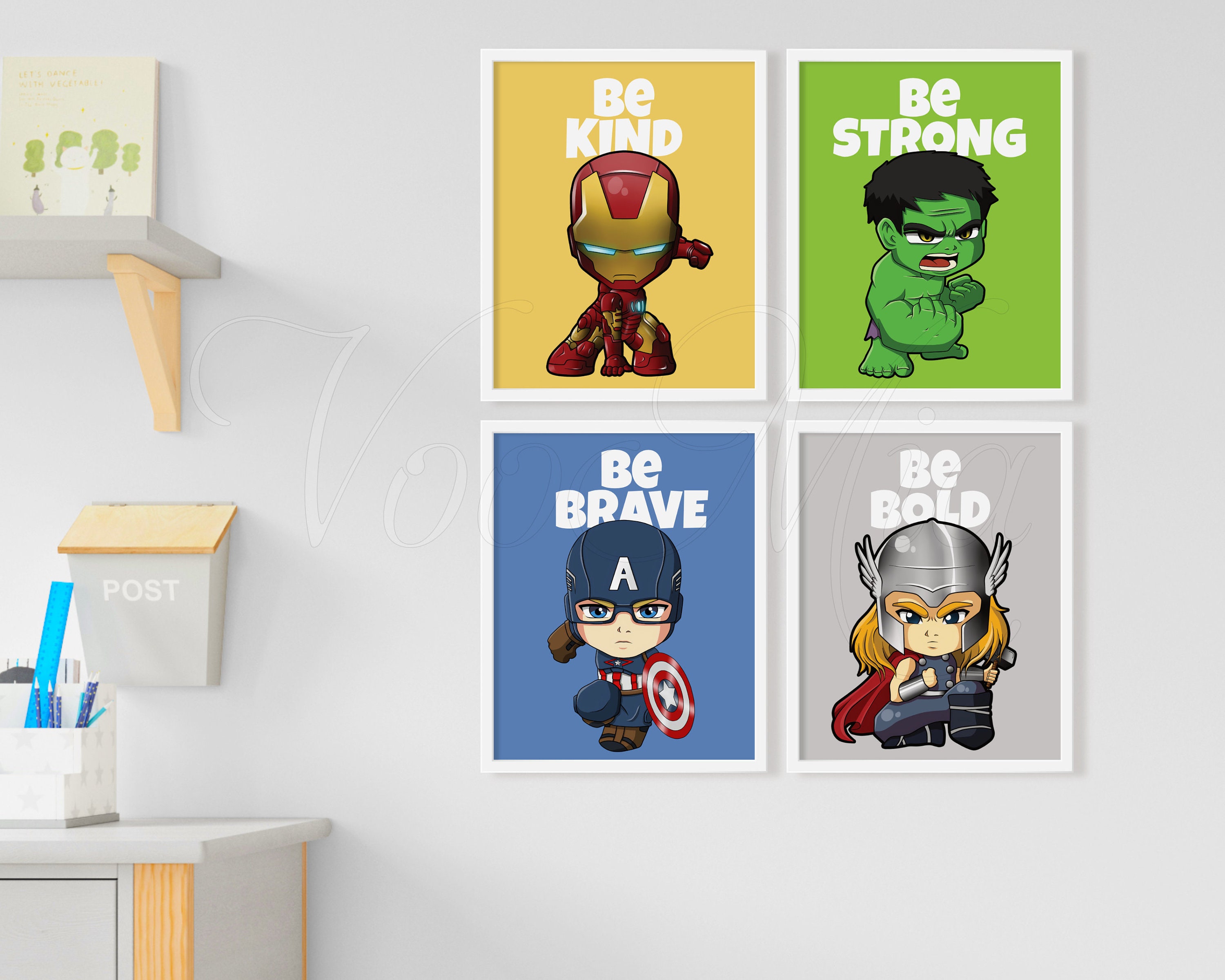 Superhero Wall Art Print, Superheroes Nursery Decor, Kids Bedroom ...
