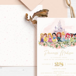 Princess Birthday Invitation, Little Princess Invite Template, Editable Printable