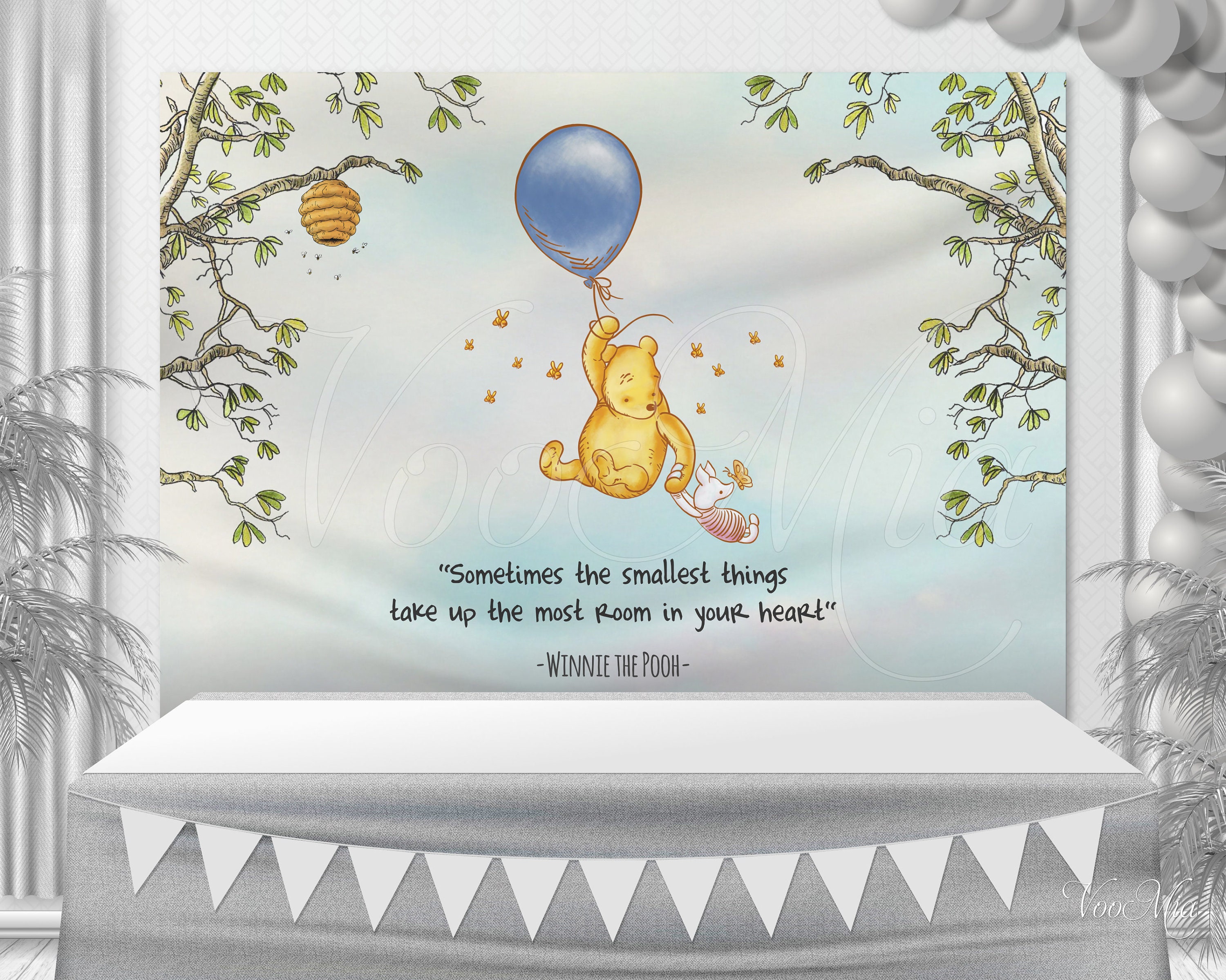 Classic Winnie the Pooh Baby Shower Backdrop Birthday Blue Etsy UK