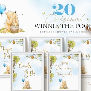 Les bébés sont doux, signe classique de Winnie l'ourson, décorations de fête modifiables, table de dessert imprimable, WF34