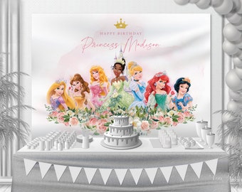Princess Birthday Backdrop, Personalizable Party Banner, Nursery Wall Hanging, Printable Template
