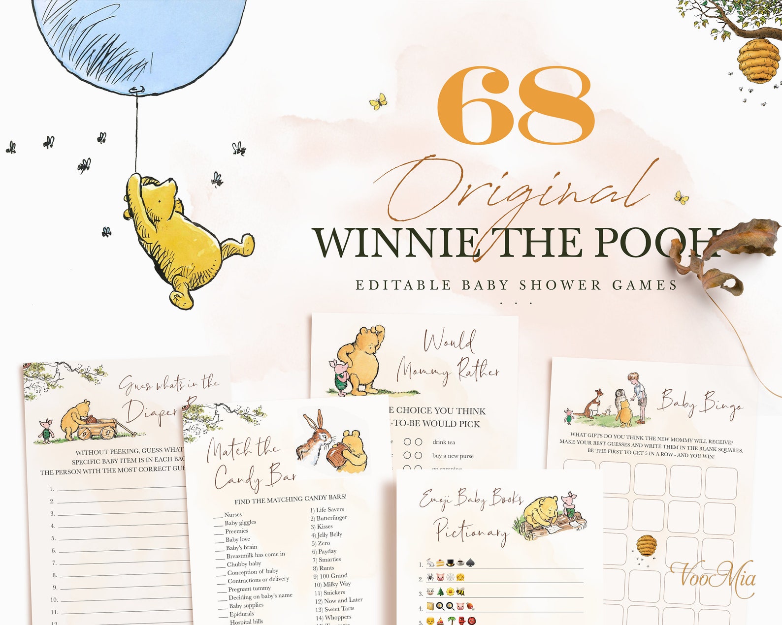 Classic Winnie the Pooh Baby Shower Games Editable Printable - Etsy