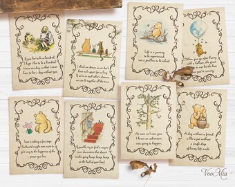 Classic Winnie the Pooh Decorations, Baby Shower Centerpiece Cards, Printable Nursery Banner Garland