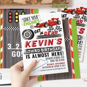 Race Car Birthday Invitation, Racing Invite, Editable Formula 1 Party Template, Printable
