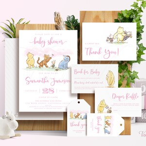 Classic Winnie the Pooh Baby Shower Invitations Party Decorations Gifts Instant Download Editable Template BS001