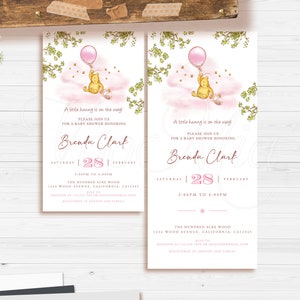 Classic Winnie The Pooh Evite Invitation, Digital Baby Shower Invite, Editable Mobile Smartphone Template image 3