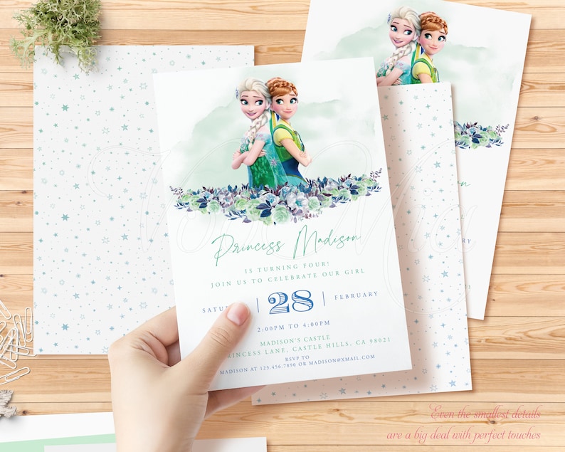 Frozen Invitation Elsa and Anna Birthday Template Editable Etsy