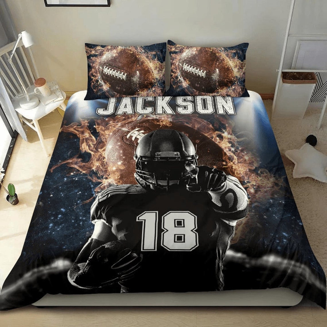 Football Personalized Duvet Cover Bedding Set Football Player Etsy