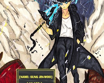 SOLO LEVELING Sung Jin Woo Print - anime fanart solo leveling manga and anime