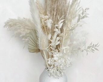 Neutral Dried Flower Arrangement | Modern Ceramic Vase Bouquet