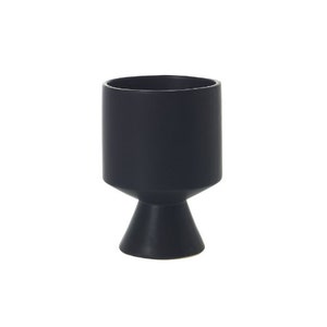 Footed Ceramic Planter | Black De Vil Pot | Matte Black Plant Pot | Tapered Pot