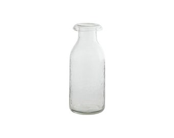 Rolled Edge Glass Vase | Textured Wavy Glass Vase | Glass Milk Bottle Vase