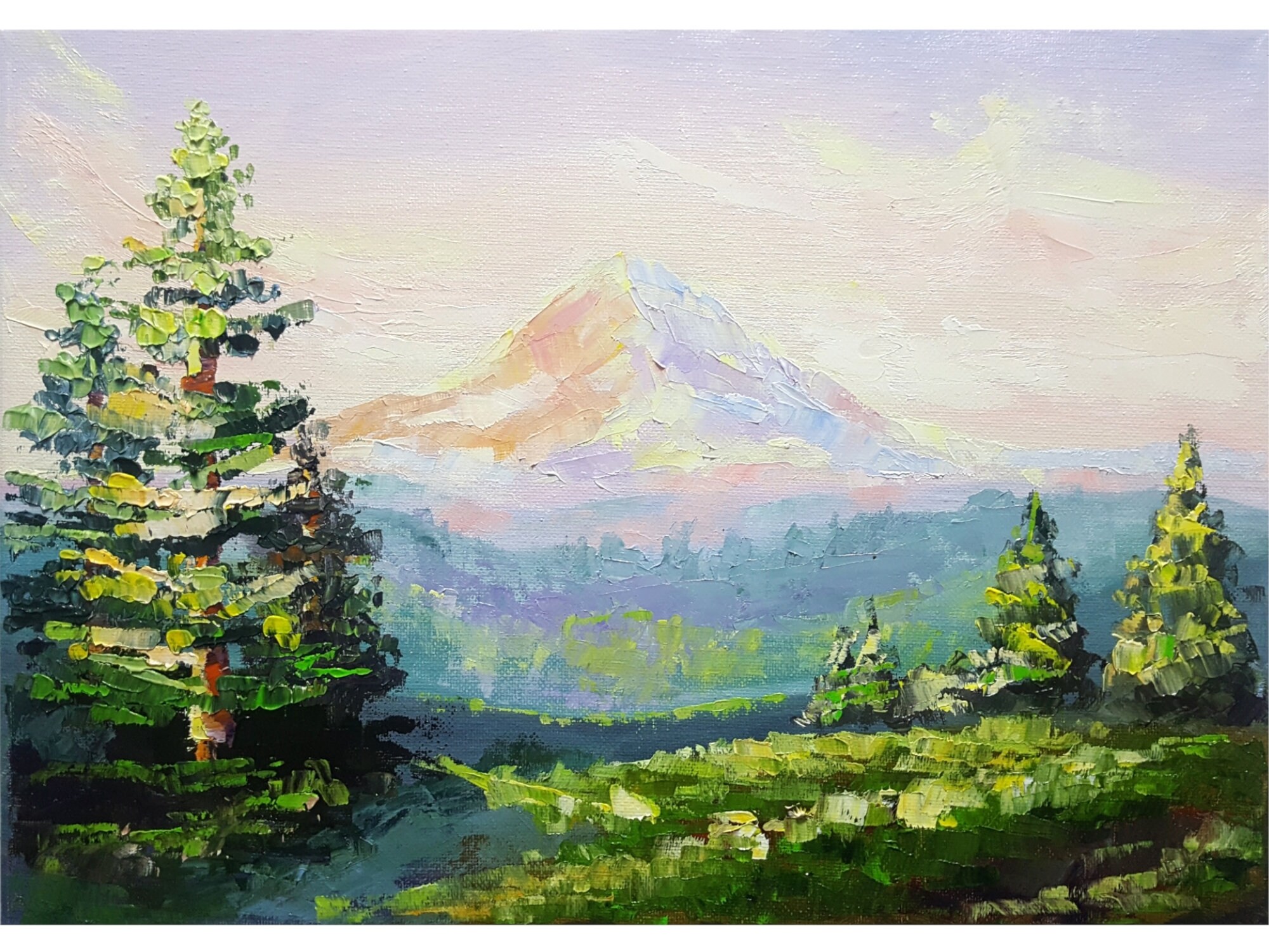 Mount Rainier Painting Original Art National Park Impasto Oil Etsy