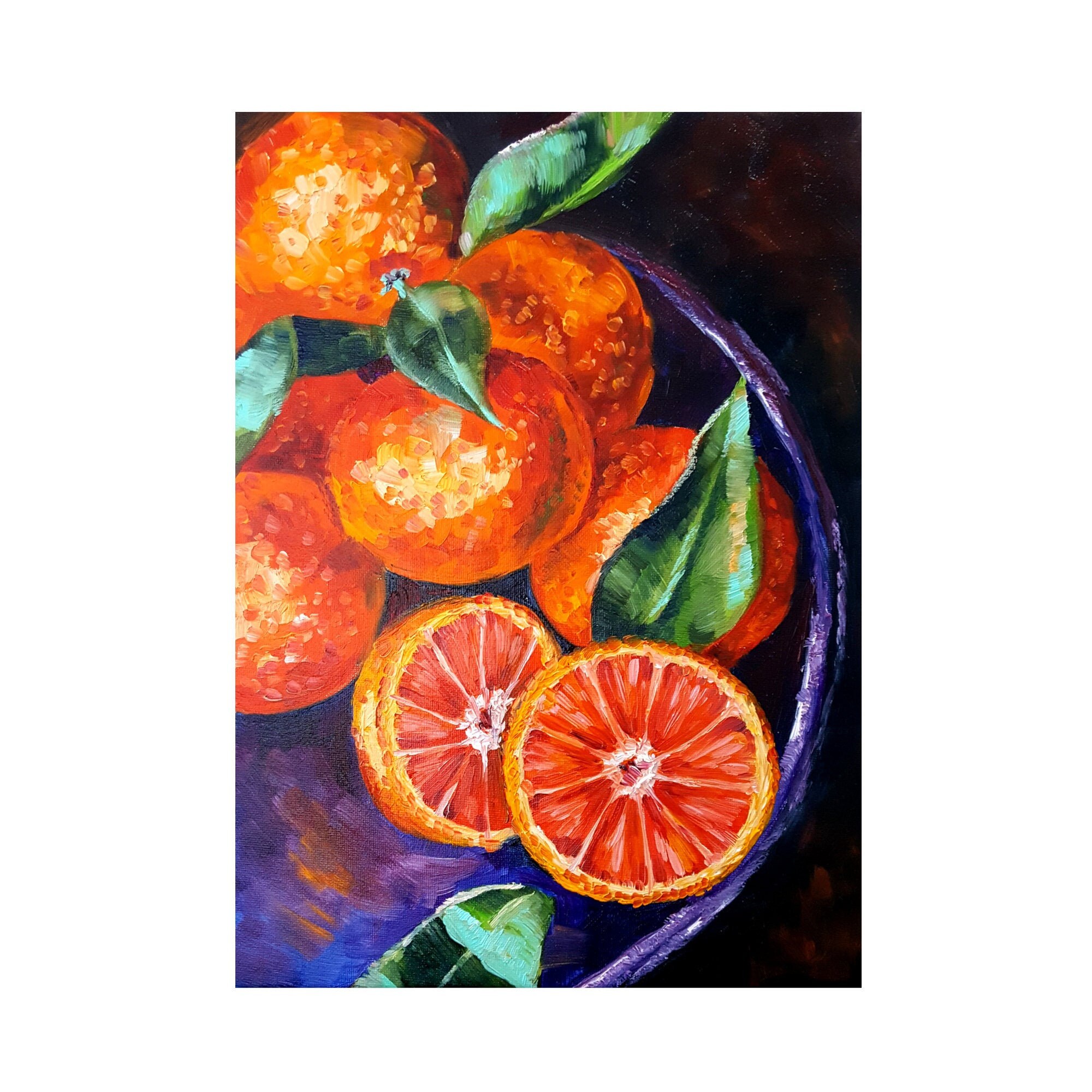 Tangerine Painting ORIGINAL ART Impasto Painting about 14 by Etsy