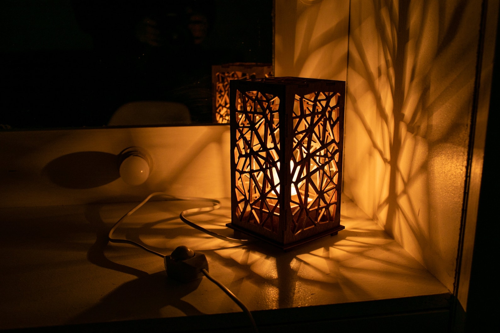 Night Light Made From Wood Handmade Bedside Lamp Rustic Etsy