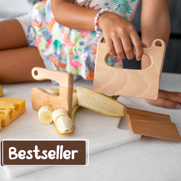 Montessori Toddler Knife, Kid-Friendly Wooden Knife, Kids Wood Knife, Safe Wooden Knife, Kids Toys, Eco Natural Knife for Toddlers