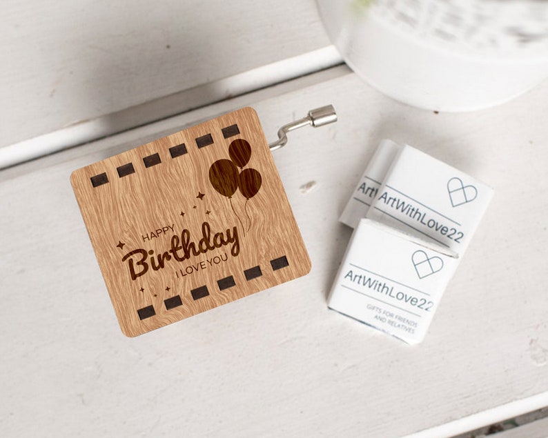 Custom Engrave Music Box Happy Birthday Wooden Music Box Etsy