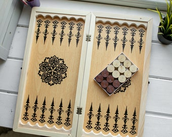 Wood backgammon. Vintage board game.Backgammon, wooden game, board game, playing, fun,with love